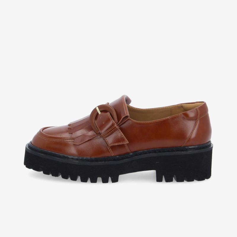MYSEN BUCKLE W - LACQUER LEATHER - COGNAC